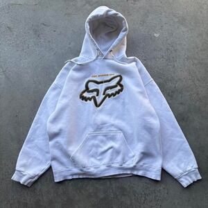 Vintage 90s Fox Racing Inc Embroidered Center Logo Hoodie Skate Grunge